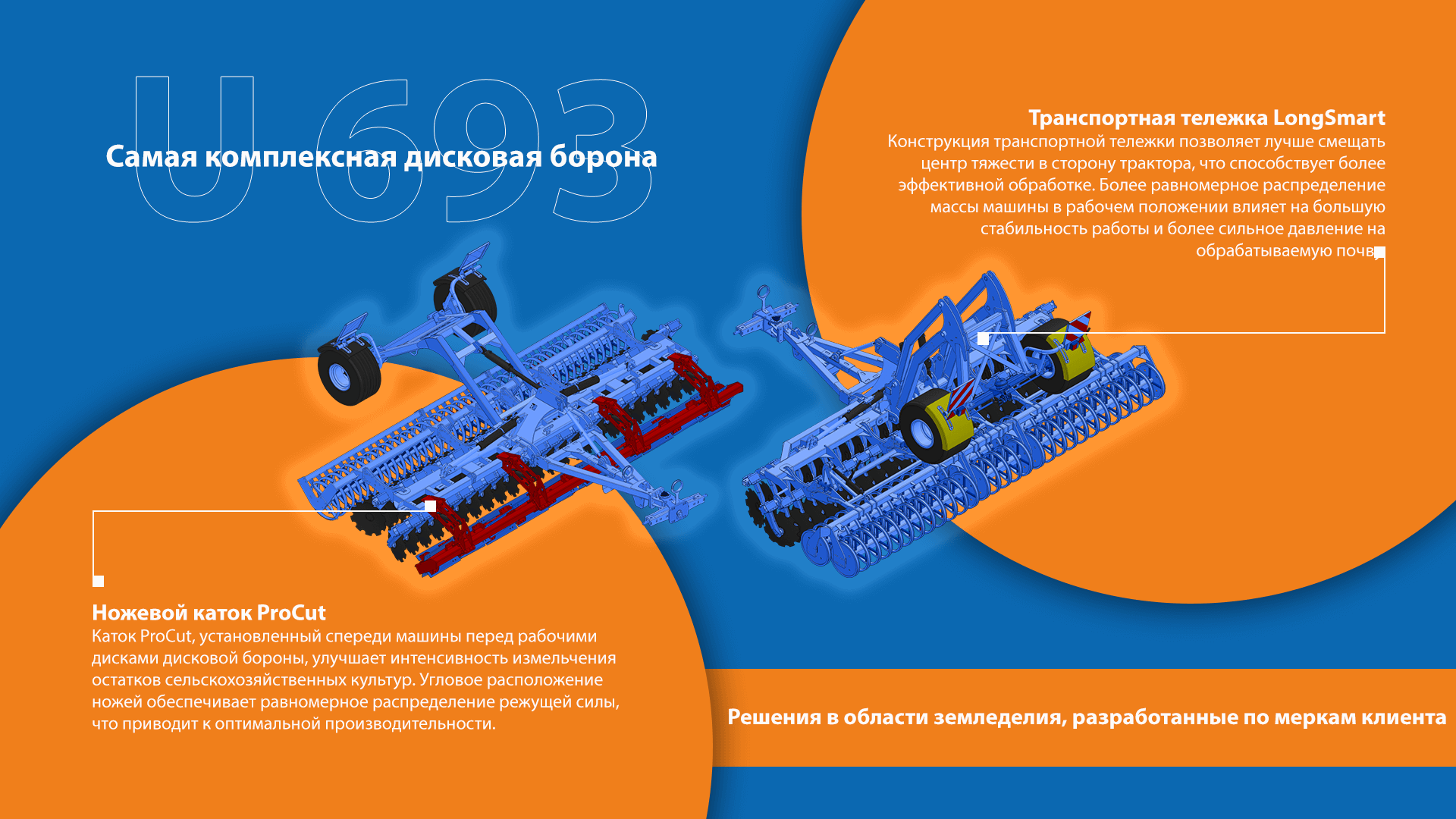 Компактная дисковая борона U693 и ножевой каток Rolmako