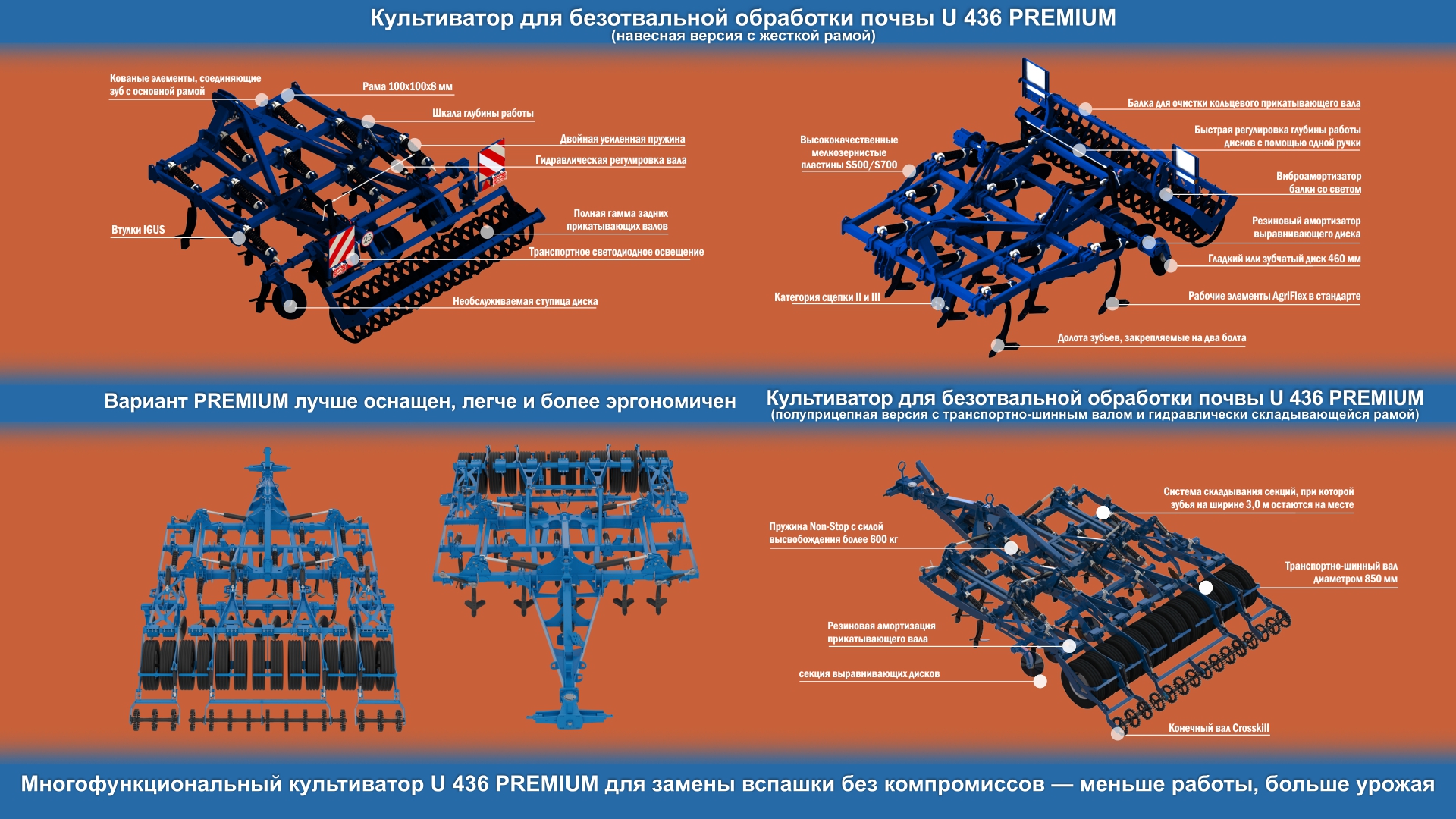 Универсальный культиватор U436 – различные варианты сельхозтехники от производителя Rolmako